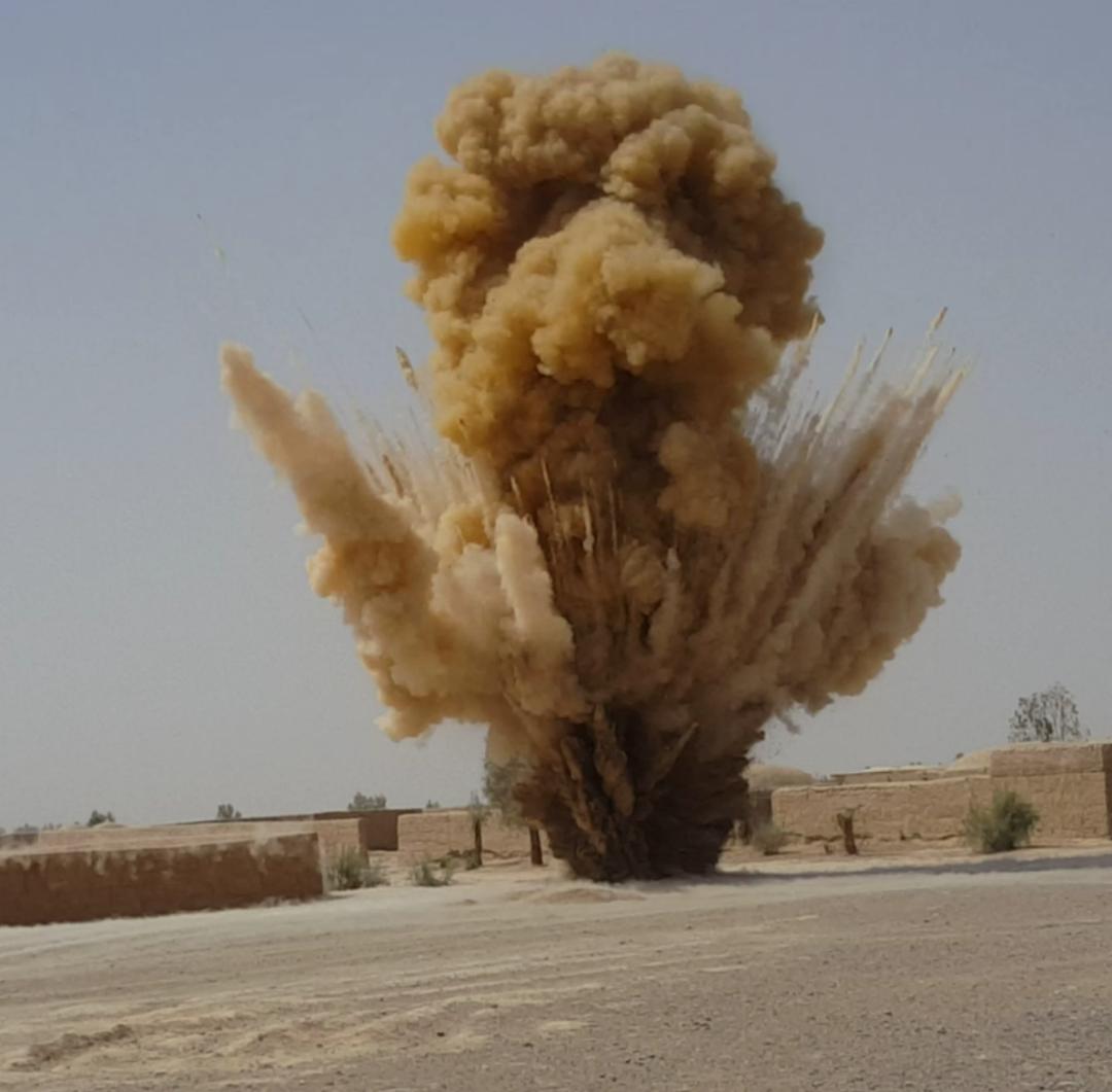 Nimroz - security forces carry out a controlled detonation of two explosive devices found near a check post in Khashrood district in the south-western province on Monday Afghanistan   