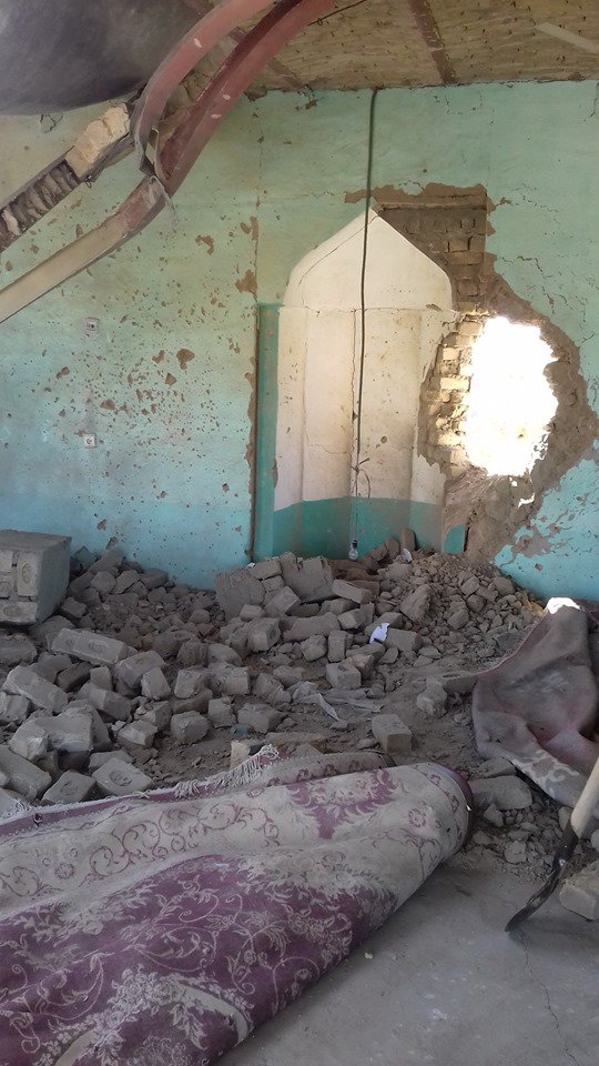 Mosque destroyed in recent clashes in Khwaja Sabz Posh district, central Faryab   