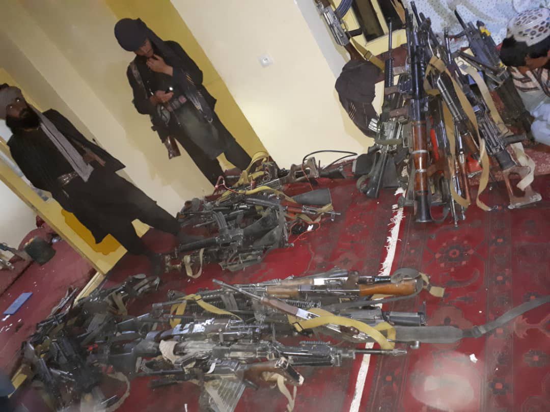 Taliban display weapons captured in Jawzjan.