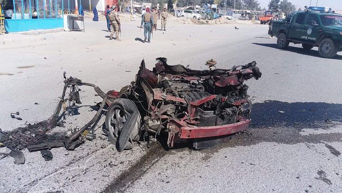 Images:  Aftermath of VBIED explosion in Qalat, Zabul. Over a dozen people were killed and wounded. Apparently, a local official was the target but survived