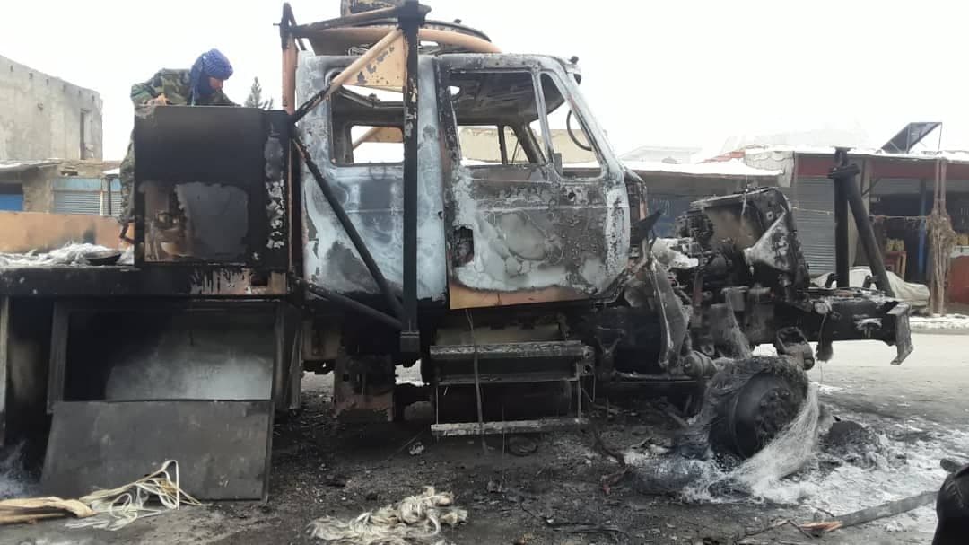 Truck destroyed after Taliban ambush in Almar Faryab 
