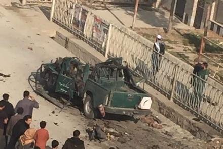 IMAGE:   What's left of the ranger vehicle after being hit by IED earlier this morning in PD-15, Kabul