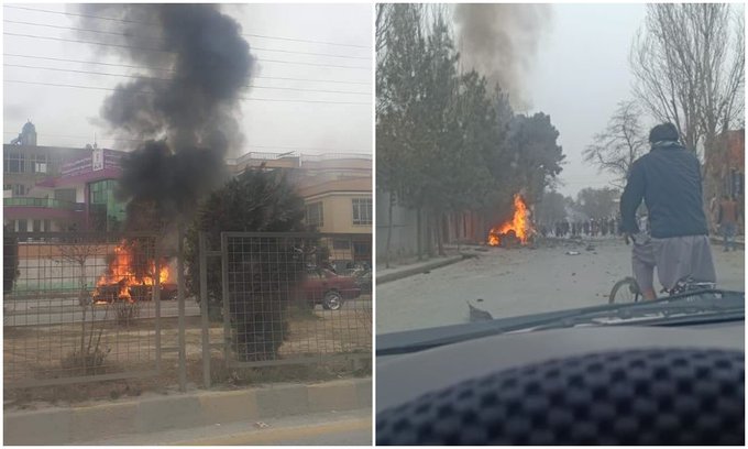 Images:  From the aftermath of today's IED blast targeting a Toyota Corolla vehicle in Darulaman Road in the west of Kabul