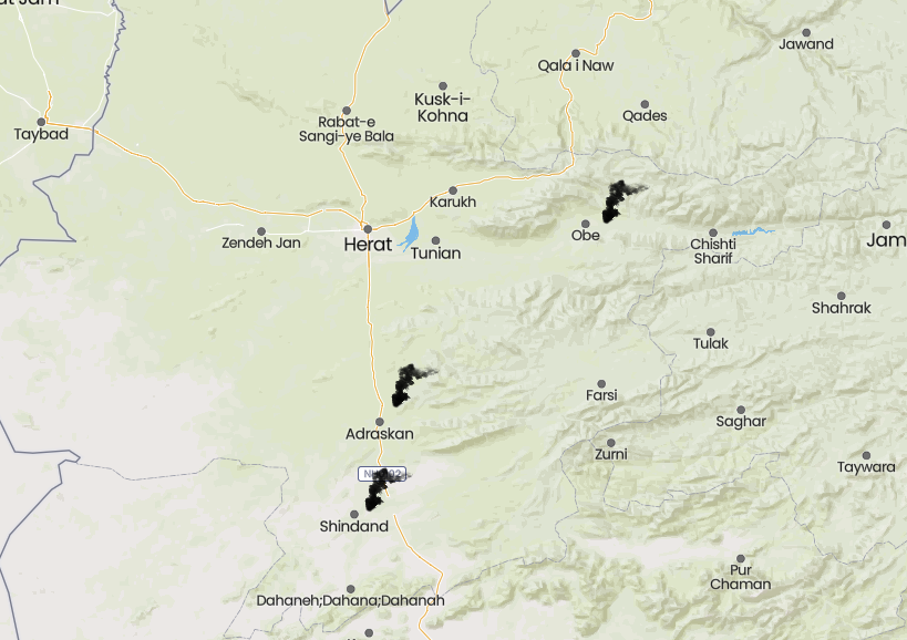 Military reported clashes in Shindand, Adraskan and Obe districts. Herat