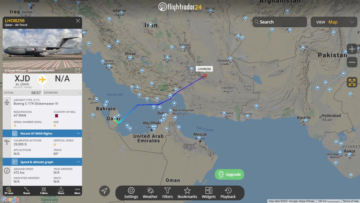 Qatar Air Force C17 Globemaster III LHOB256 en route to Kabul