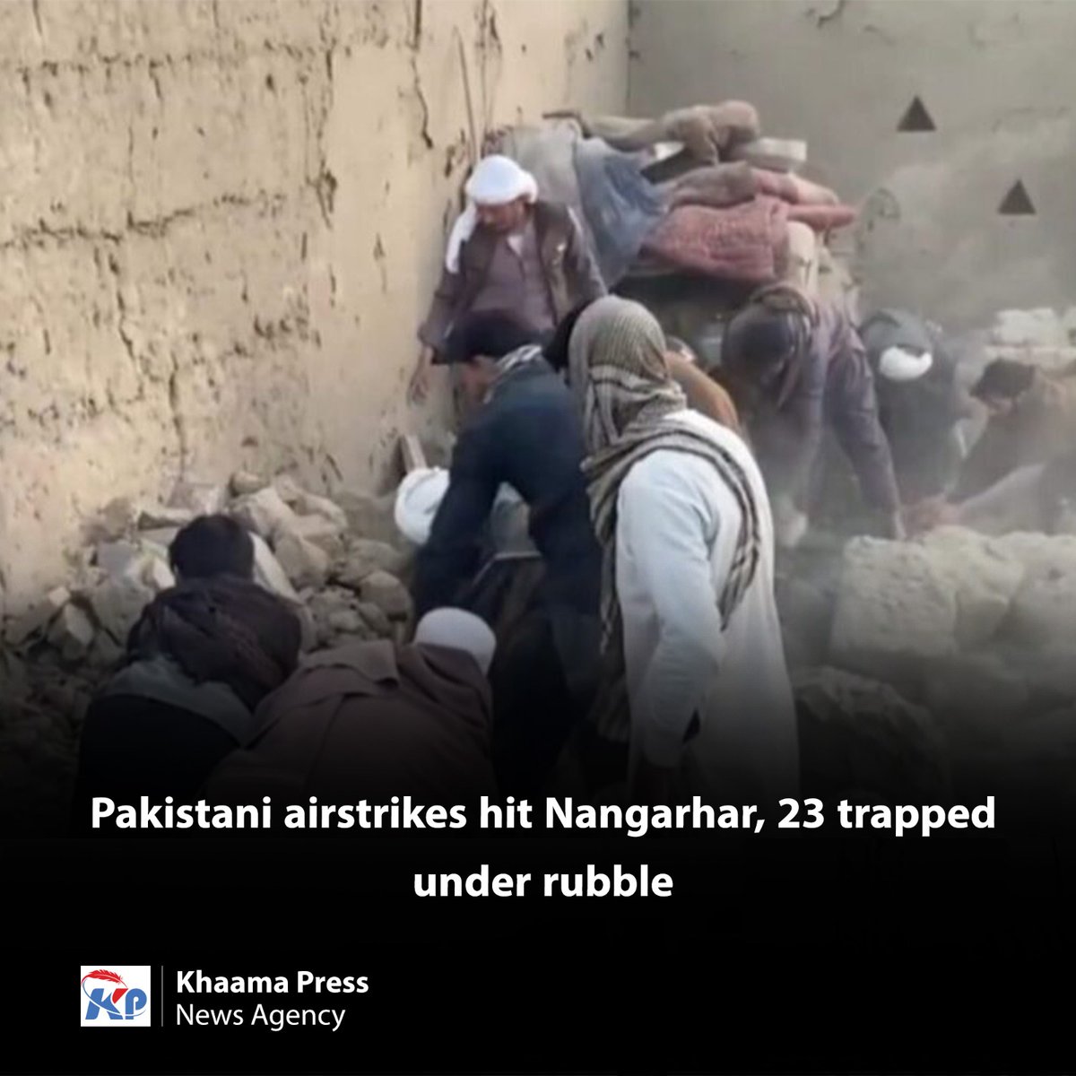 Local residents said overnight Pakistani airstrikes in eastern Afghanistan left at least 23 people trapped under rubble in Nangarhar’s Behsud district