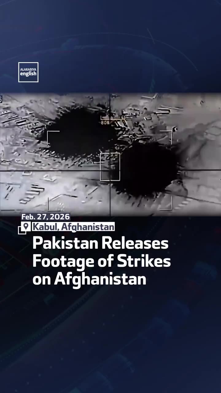 Pakistani security sources release a monochrome video showing what they say are airstrikes in Kabul