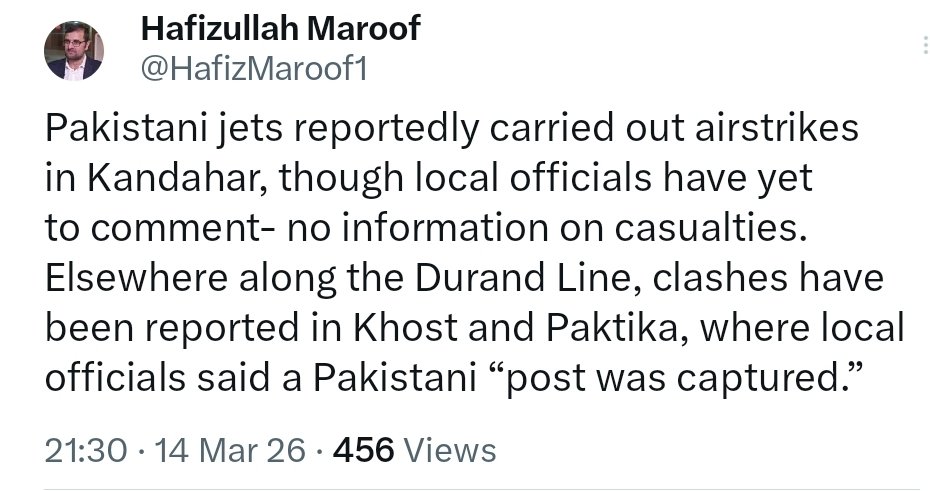 Taliban spokesman Zabihullah Mujahid told Tabasum Radio in Kandahar that two locations were targeted in Pakistani airstrikes last night, including part of a drug addicts’ rehabilitation center and an empty container previously used by security guards.
He said no casualties were reported and added that the Taliban would retaliate for the attack.